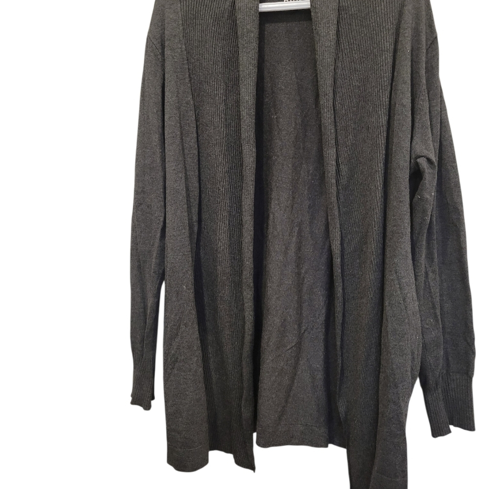 Dalia Open Front 3/4 Knit Casual Sweater Warm Light Soft Grey Large - Picture 3 of 7